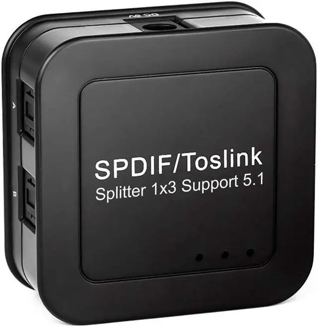 Main image of 1 in 3 Out Digital Optical Audio Splitter, 1X3 Powered SPDIF Toslink Optical Splitter Amplifier Adapter