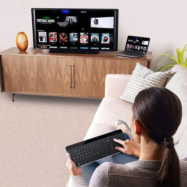 Alt view image 6 of 7 - Werleo 2.4G Wireless Touch Keyboard USB Touchpad Media with Built-in Large Size Trackpad Mouse Black