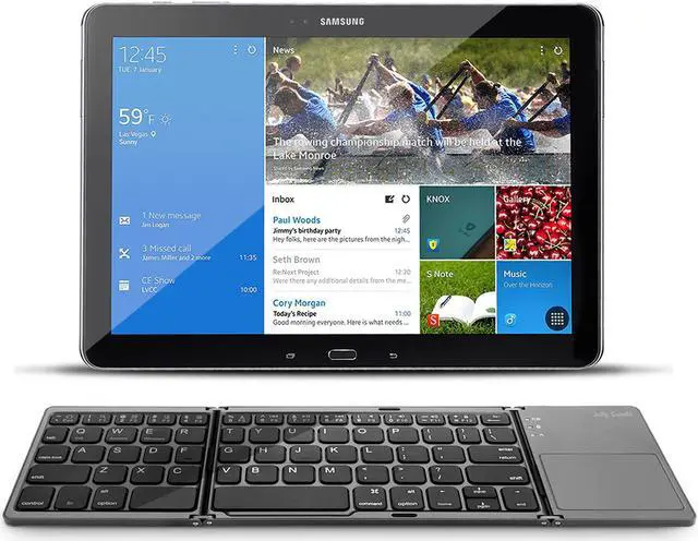 Alt view image 2 of 7 - Folding Bluetooth Keyboard Werleo Rechargeable Portable BT Wireless Foldable Mini Keyboard with Touchpad for Tablet Samsung or Other Cell Phones Dark Gray