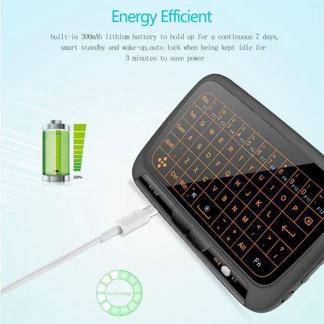 Alt view image 7 of 7 - Mini Keyboard Touchpad Backlit 2.4G USB Wireless Touch Keyboard Mouse Rechargeable Remote Control for Windows Computer HTPC IPTV PC Laptop Raspberry Pi 3 Surface Pro Nvidia Shield TV