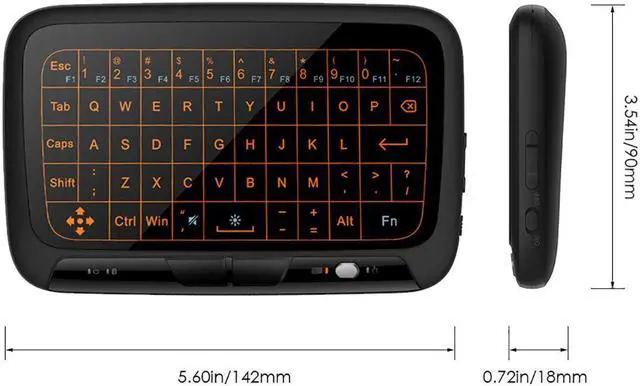 Alt view image 3 of 7 - Mini Keyboard Touchpad Backlit 2.4G USB Wireless Touch Keyboard Mouse Rechargeable Remote Control for Windows Computer HTPC IPTV PC Laptop Raspberry Pi 3 Surface Pro Nvidia Shield TV