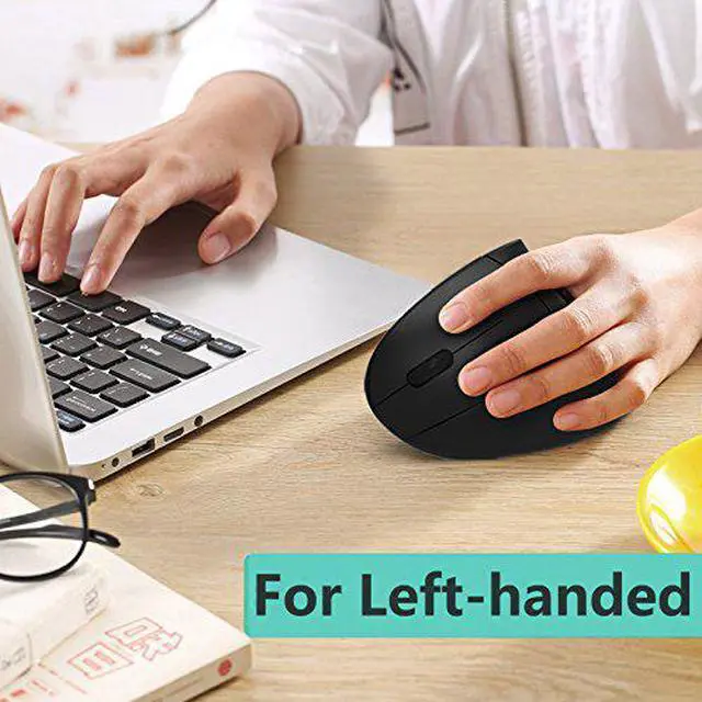 Alt view image 2 of 7 - Left Handed Mouse Werleo Wireless 2.4G USB Left Hand Ergonomic Vertical Mouse Less Noise - Black