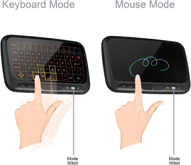 Alt view image 4 of 7 - 2.4Ghz Mini Wireless Keyboard,Backllit Full Screen Mouse Touchpad Combo,Rechargeable Remote Control for PC,Android Tv Box,HTPC.IPTV,PS3,Pad