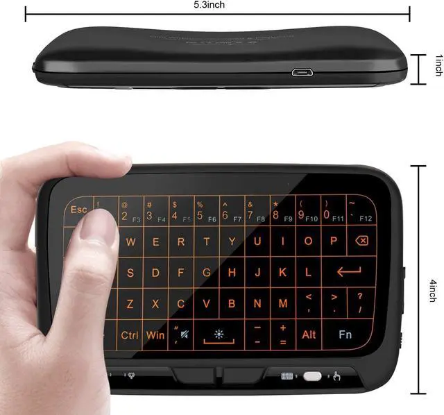 Alt view image 3 of 7 - 2.4Ghz Mini Wireless Keyboard,Backllit Full Screen Mouse Touchpad Combo,Rechargeable Remote Control for PC,Android Tv Box,HTPC.IPTV,PS3,Pad