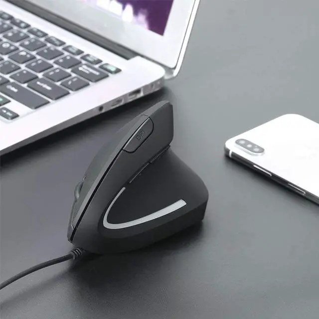 Alt view image 7 of 7 - USB Wired Vertical Mouse Optical Ergonomic Mouse for Laptop, Computer, Adjustable Sensitivity 1000/1600/2400/3200 DPI