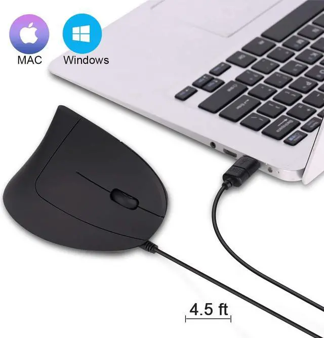 Alt view image 6 of 7 - USB Wired Vertical Mouse Optical Ergonomic Mouse for Laptop, Computer, Adjustable Sensitivity 1000/1600/2400/3200 DPI
