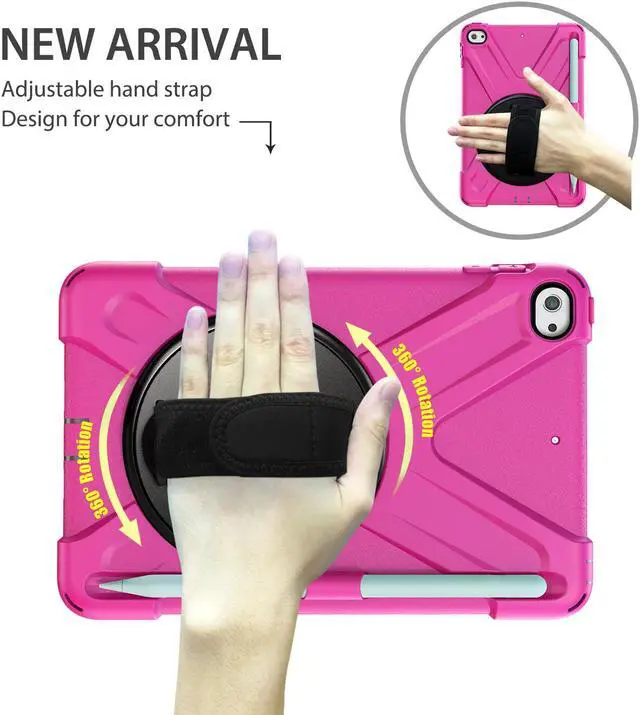 Alt view image 3 of 14 - iPad Mini 5 Case 2019 iPad Mini 4 Case with Pencil Holder Shockproof 360 Degree Rotation Cover with Kickstand Hand Strap Shoulder Strip Protective Case for iPad Mini 5th iPad Mini 4th Generation