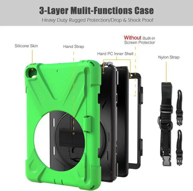 Alt view image 6 of 7 - iPad Mini 5 Case 2019 iPad Mini 4 Case with Pencil Holder Shockproof 360 Degree Rotation Cover with Kickstand Hand Strap Shoulder Strip Protective Case for iPad Mini 5th iPad Mini 4th Generation