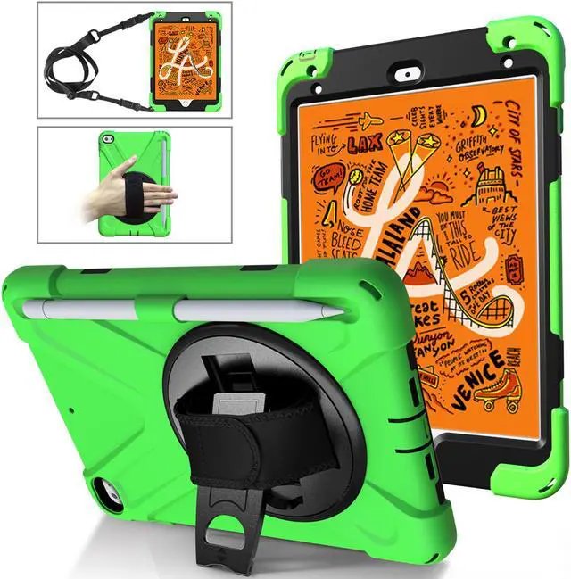 Main image of iPad Mini 5 Case 2019 iPad Mini 4 Case with Pencil Holder Shockproof 360 Degree Rotation Cover with Kickstand Hand Strap Shoulder Strip Protective Case for iPad Mini 5th iPad Mini 4th Generation