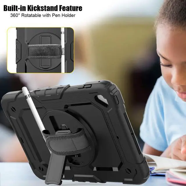 Alt view image 4 of 7 - Werleo iPad Mini 5 Case 2019 with Pencil Holder Full Body Shockproof Cover with 360 Degrees Stand Hand Strap and Shoulder Strap for ipad Mini Mini 5 2019 / iPad mini 4 case