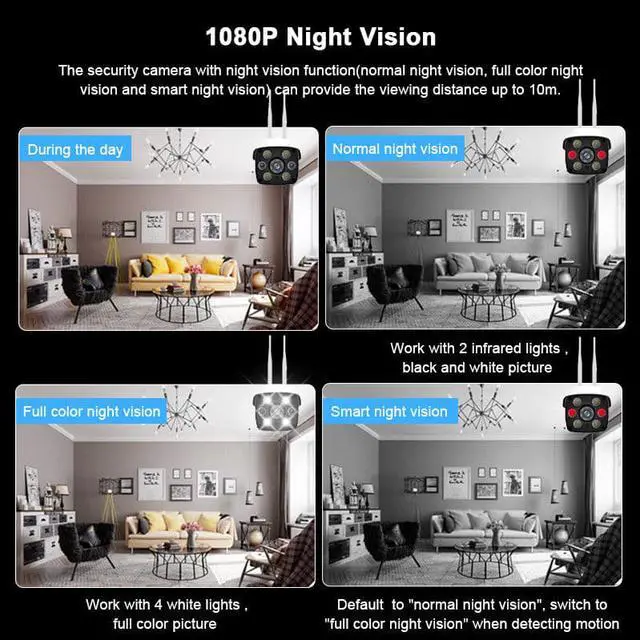Alt view image 5 of 7 - HD 1080P Wireless WiFi Outdoor IP Camera Home Security Surveillance Camera Onvif Color Night Vision