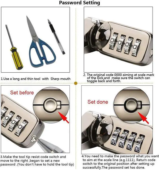 Alt view image 4 of 7 - Portable Laptop Cable Lock Security Combination Lock Security Cable for Desktop Notebook and Projectors - 4 Digital Password Protections Anti-Theft
