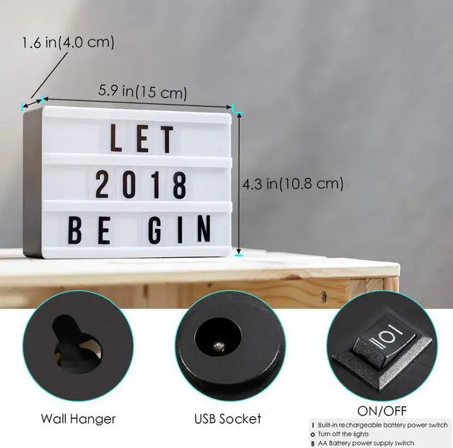 Alt view image 4 of 7 - Mini Light Box WERLEO A6 Wireless 1200mA Built-in Battery Light Box 7 Color Remote Controlled Combination DIY LED Cinema Light Box with 104 Letters for Wedding Birthday Halloween Dorm Room Decoration