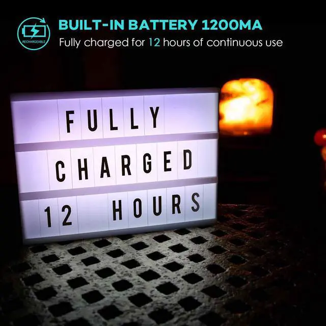 Alt view image 4 of 7 - Cinema Light Box Werleo A4 Size 7 Colors Remote-Controlled LED Rechargeble Light Box with 189 Letters,Built-in Battery DIY Light Box for Wedding Halloween Chrismas Dorm Room Decorations