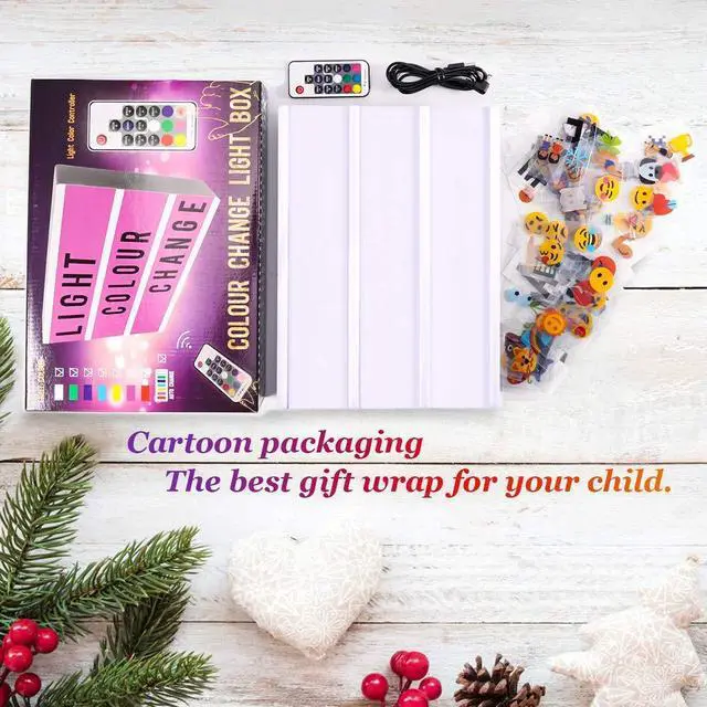 Alt view image 7 of 7 - Cinema Light Box Werleo A4 Size 7 Colors Remote-Controlled LED Rechargeble Light Box with 189 Letters,Built-in Battery DIY Light Box for Wedding Halloween Chrismas Dorm Room Decorations