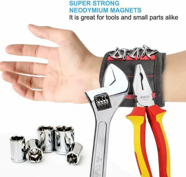 Alt view image 4 of 7 - Magnetic Wristband with Strong Magnets & Pockets Magnet Tool Holder for Screws Nails Drill Bits Scissors and Small Tools