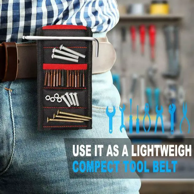 Alt view image 2 of 7 - Magnetic Wristband with Strong Magnets & Pockets Magnet Tool Holder for Screws Nails Drill Bits Scissors and Small Tools