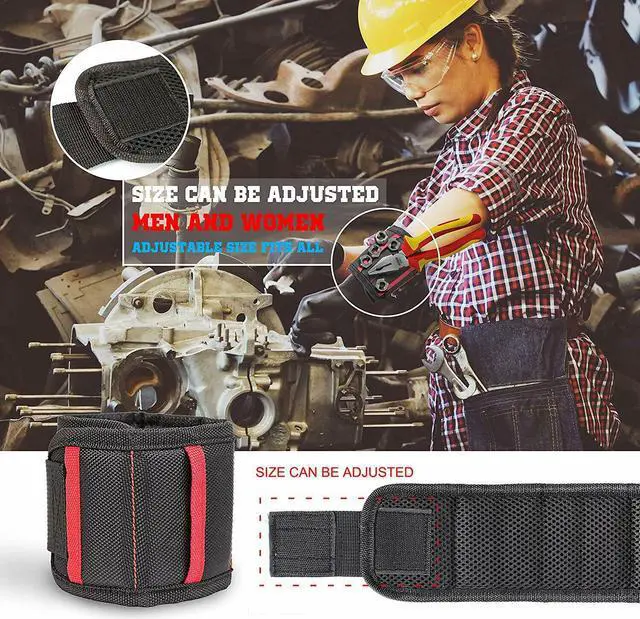 Alt view image 5 of 7 - Magnetic Wristband with Strong Magnets & Pockets Magnet Tool Holder for Screws Nails Drill Bits Scissors and Small Tools