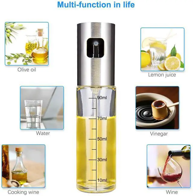 Alt view image 2 of 7 - Werleo Olive Oil Sprayer for Cooking 4 IN 1 Refillable Oil and Vinegar Dispenser Bottle with Basting Brush Bottle Brush and oil Funnel for BBQ Making Salad Cooking Baking Roasting Grilling