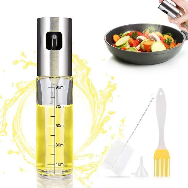 Main image of Werleo Olive Oil Sprayer for Cooking 4 IN 1 Refillable Oil and Vinegar Dispenser Bottle with Basting Brush Bottle Brush and oil Funnel for BBQ Making Salad Cooking Baking Roasting Grilling