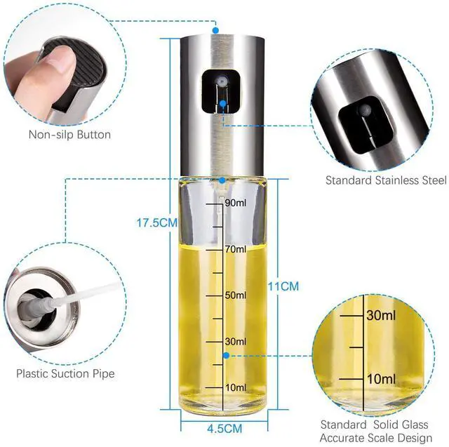 Alt view image 5 of 7 - Werleo Olive Oil Sprayer for Cooking 4 IN 1 Refillable Oil and Vinegar Dispenser Bottle with Basting Brush Bottle Brush and oil Funnel for BBQ Making Salad Cooking Baking Roasting Grilling