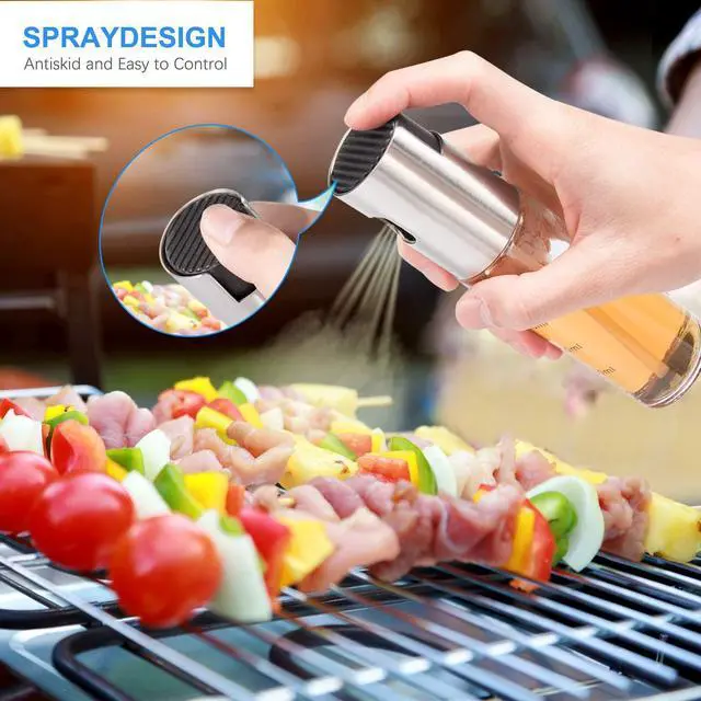 Alt view image 3 of 7 - Werleo Olive Oil Sprayer for Cooking 4 IN 1 Refillable Oil and Vinegar Dispenser Bottle with Basting Brush Bottle Brush and oil Funnel for BBQ Making Salad Cooking Baking Roasting Grilling