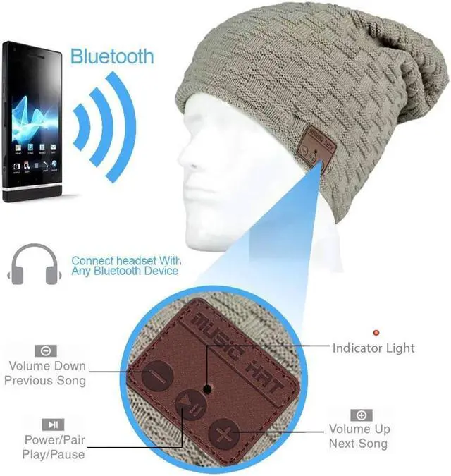 Alt view image 3 of 7 - Bluetooth Beanie Hat Werleo Winter Outdoor Premium Knit Cap with Wireless Stereo Headphone Headset Earphone Speaker Mic Hands Free for Iphone Samsung Android Cell Phones Christmas Gifts