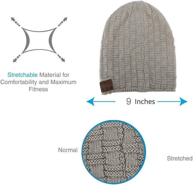 Alt view image 4 of 7 - Bluetooth Beanie Hat Werleo Winter Outdoor Premium Knit Cap with Wireless Stereo Headphone Headset Earphone Speaker Mic Hands Free for Iphone Samsung Android Cell Phones Christmas Gifts