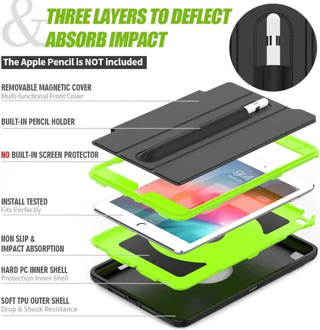 Alt view image 7 of 7 - iPad Mini 5 Case iPad Mini 4 Case WERLEO Smart Case Protective Cover Auto Sleep Wake with Stylus Holder Three Layer Drop Protection Heavy Duty Stand Case for iPad Mini 5th / 4th Gen