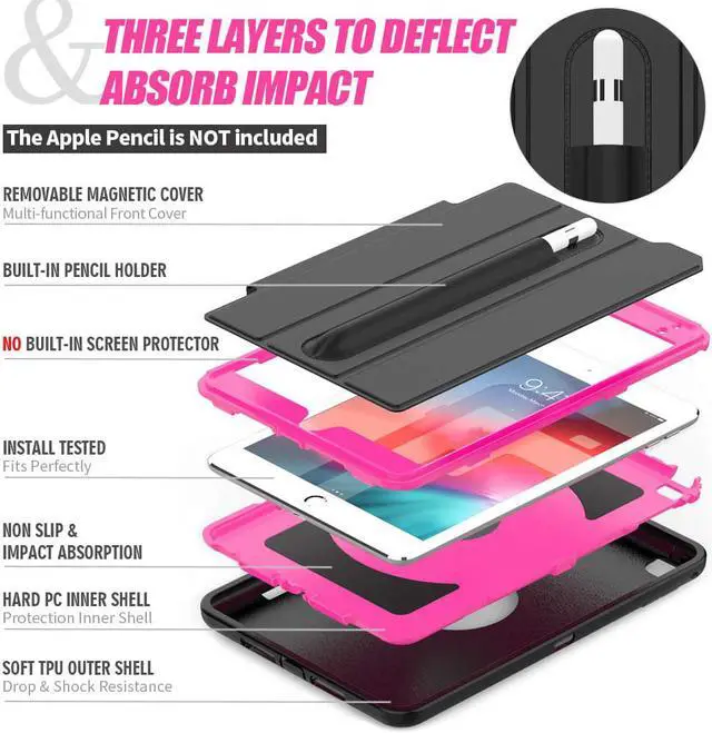 Alt view image 4 of 6 - iPad Mini 5 Case iPad Mini 4 Case WERLEO Smart Case Protective Cover Auto Sleep Wake with Stylus Holder Three Layer Drop Protection Heavy Duty Stand Case for iPad Mini 5th / 4th Gen