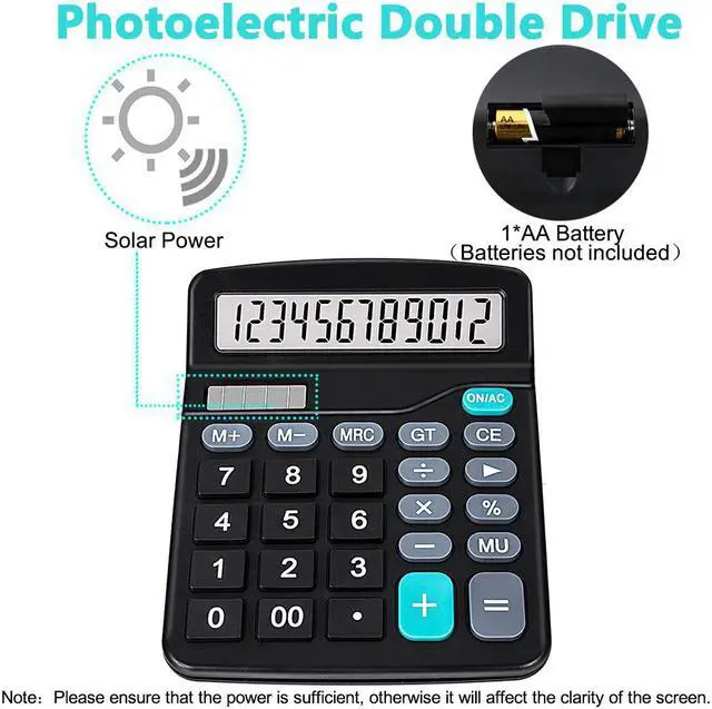 Alt view image 5 of 7 - Werleo 2 Packs Calculators Ubidda Standard Function Electronics Calculator 12 Digit Large LCD Display Handheld for Daily and Basic Office Black
