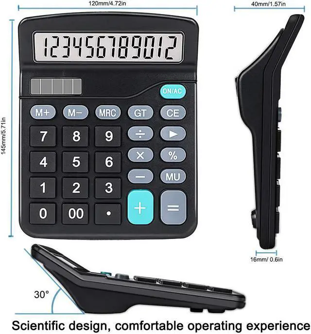Alt view image 2 of 7 - Werleo 2 Packs Calculators Ubidda Standard Function Electronics Calculator 12 Digit Large LCD Display Handheld for Daily and Basic Office Black