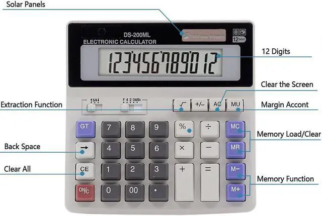Alt view image 6 of 7 - Calculator Basic Desktop Calculator Solar Battery Dual Power with 12-Digit Large LCD Display and Large Computer Keys Office Calculator by Werleo