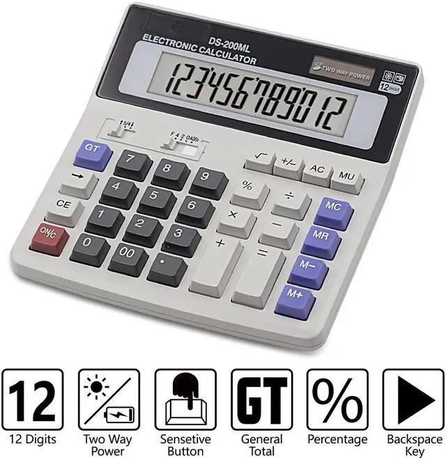 Main image of Calculator Basic Desktop Calculator Solar Battery Dual Power with 12-Digit Large LCD Display and Large Computer Keys Office Calculator by Werleo
