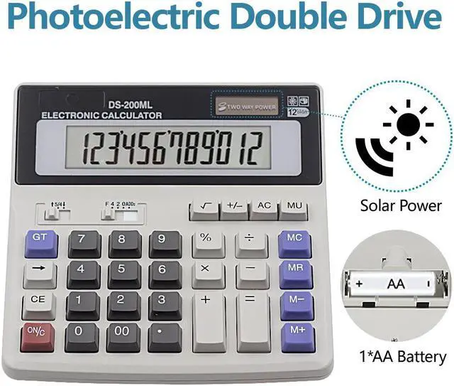 Alt view image 2 of 7 - Calculator Basic Desktop Calculator Solar Battery Dual Power with 12-Digit Large LCD Display and Large Computer Keys Office Calculator by Werleo