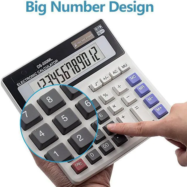 Alt view image 4 of 7 - Calculator Basic Desktop Calculator Solar Battery Dual Power with 12-Digit Large LCD Display and Large Computer Keys Office Calculator by Werleo