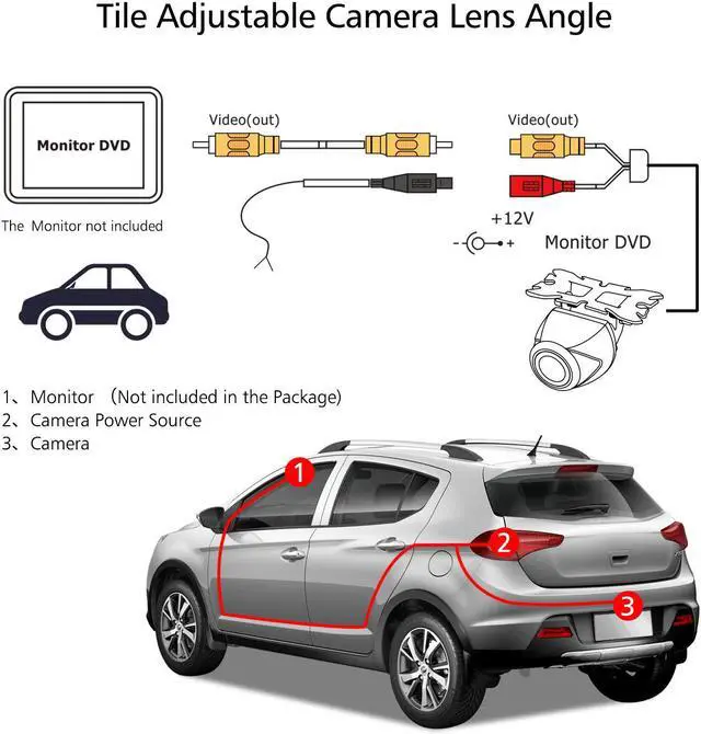 Alt view image 6 of 7 - Car Backup Camera Werleo Waterproof Starlight Rear View Night Vision HD CMOS 170 Degree Vehicle Reversing Universal Car Backing Camera