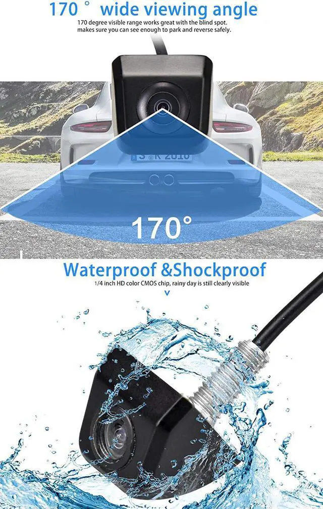 Alt view image 3 of 7 - WERLEO Waterproof HD Night Vision 170 Degree Car Rear View Camera Car Reverse Camera Universal Color CMOS Imaging Chip Backup Parking HD Front View Camera