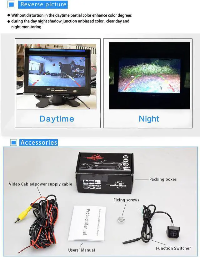 Alt view image 5 of 7 - WERLEO Waterproof HD Night Vision 170 Degree Car Rear View Camera Car Reverse Camera Universal Color CMOS Imaging Chip Backup Parking HD Front View Camera