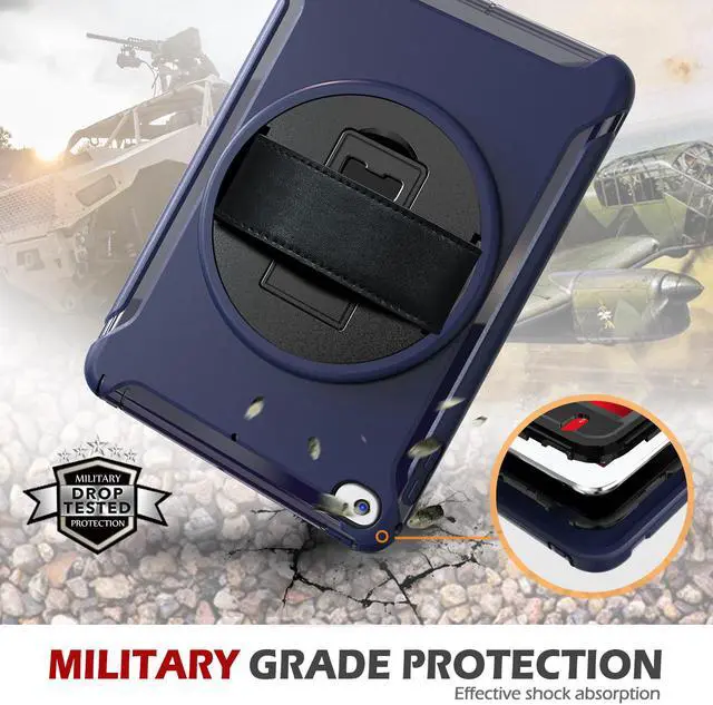 Alt view image 5 of 7 - iPad Mini 5 Case iPad Mini 4 Case Cover Full Body Shockproof Protective Cover for Apple iPad Mini 5th iPad Mini 4th Generation with 360 Rotating Stand & Hand Strap