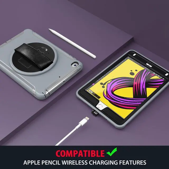 Alt view image 5 of 7 - iPad Mini 5 Case iPad Mini 4 Case Cover Full Body Shockproof Protective Cover for Apple iPad Mini 5th iPad Mini 4th Generation with 360 Rotating Stand & Hand Strap