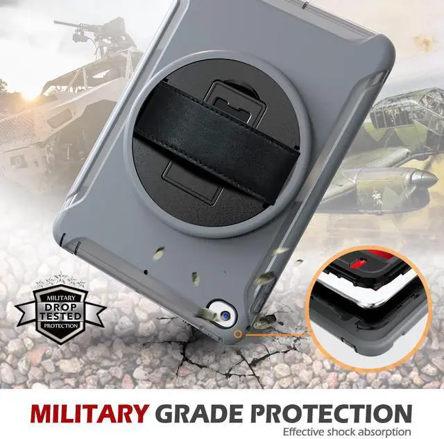 Alt view image 3 of 7 - iPad Mini 5 Case iPad Mini 4 Case Cover Full Body Shockproof Protective Cover for Apple iPad Mini 5th iPad Mini 4th Generation with 360 Rotating Stand & Hand Strap