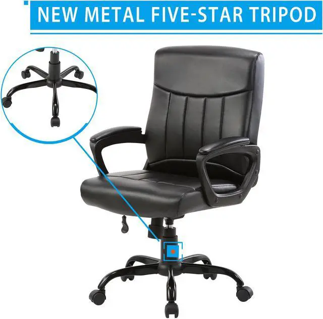 Alt view image 3 of 7 - CLATINA Mid Back Leather Office Executive Chair with Lumbar Support and Padded Armrestes Swivel Adjustable Ergonomic Design for Home Computer Desk BIFMA Certified