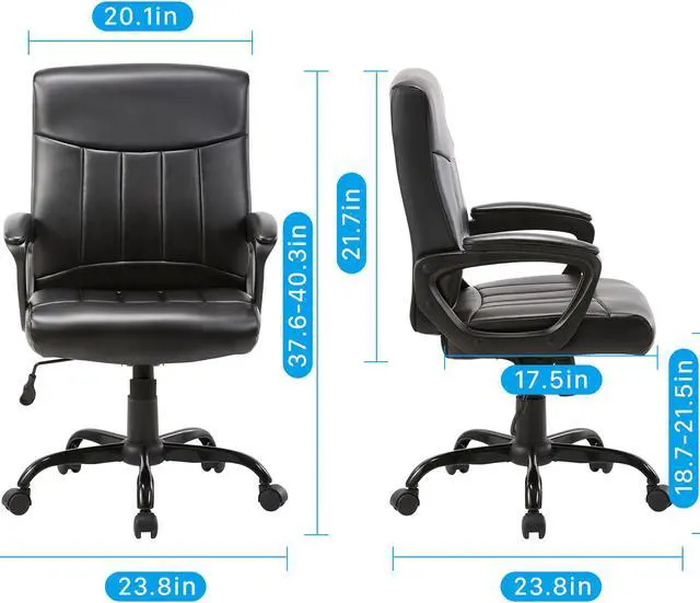 Alt view image 7 of 7 - CLATINA Mid Back Leather Office Executive Chair with Lumbar Support and Padded Armrestes Swivel Adjustable Ergonomic Design for Home Computer Desk BIFMA Certified