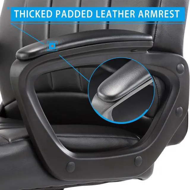 Alt view image 5 of 7 - CLATINA Mid Back Leather Office Executive Chair with Lumbar Support and Padded Armrestes Swivel Adjustable Ergonomic Design for Home Computer Desk BIFMA Certified