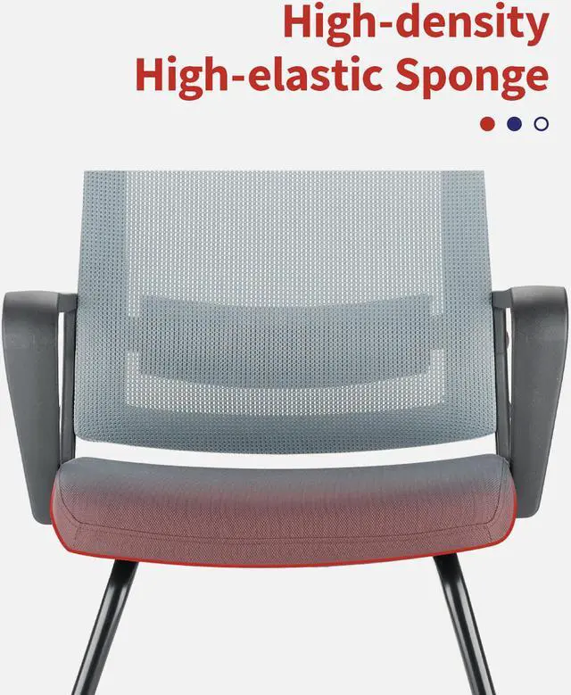 Alt view image 3 of 7 - CLATINA Office Guest Chair with Lumbar Support and Mid Back Mesh Space Air Grid Series for Reception Conference Room Gray