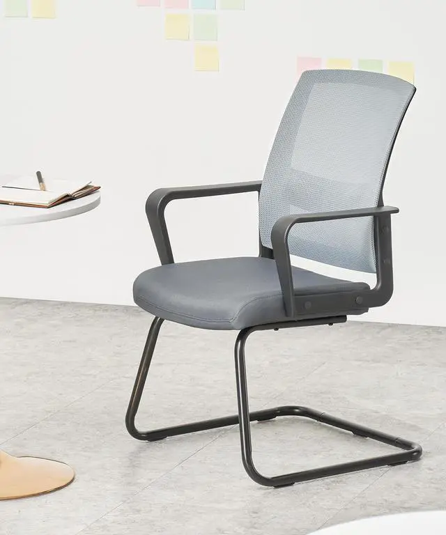 Alt view image 7 of 7 - CLATINA Office Guest Chair with Lumbar Support and Mid Back Mesh Space Air Grid Series for Reception Conference Room Gray
