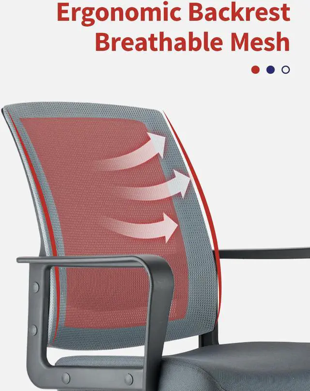 Alt view image 5 of 7 - CLATINA Office Guest Chair with Lumbar Support and Mid Back Mesh Space Air Grid Series for Reception Conference Room Gray