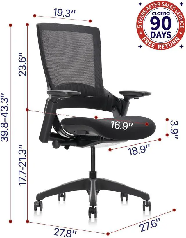 Alt view image 7 of 7 - CLATINA 247 Series High Back Ergonomic Office Desk Chairs and Mesh Executive Chairs with Back Support, Black