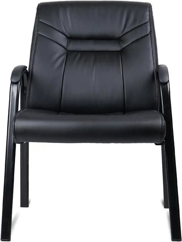 Main image of CLATINA Black Leather Waiting Room Chair Reception Chair with Padded Arm Rest, Leather Office Desk Guest Chair for Lobby Conference Room (1PK)